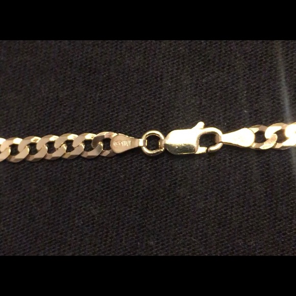 Gold Chain Cuban Curb 4mm and Cross .925 Italy - Picture 3 of 6